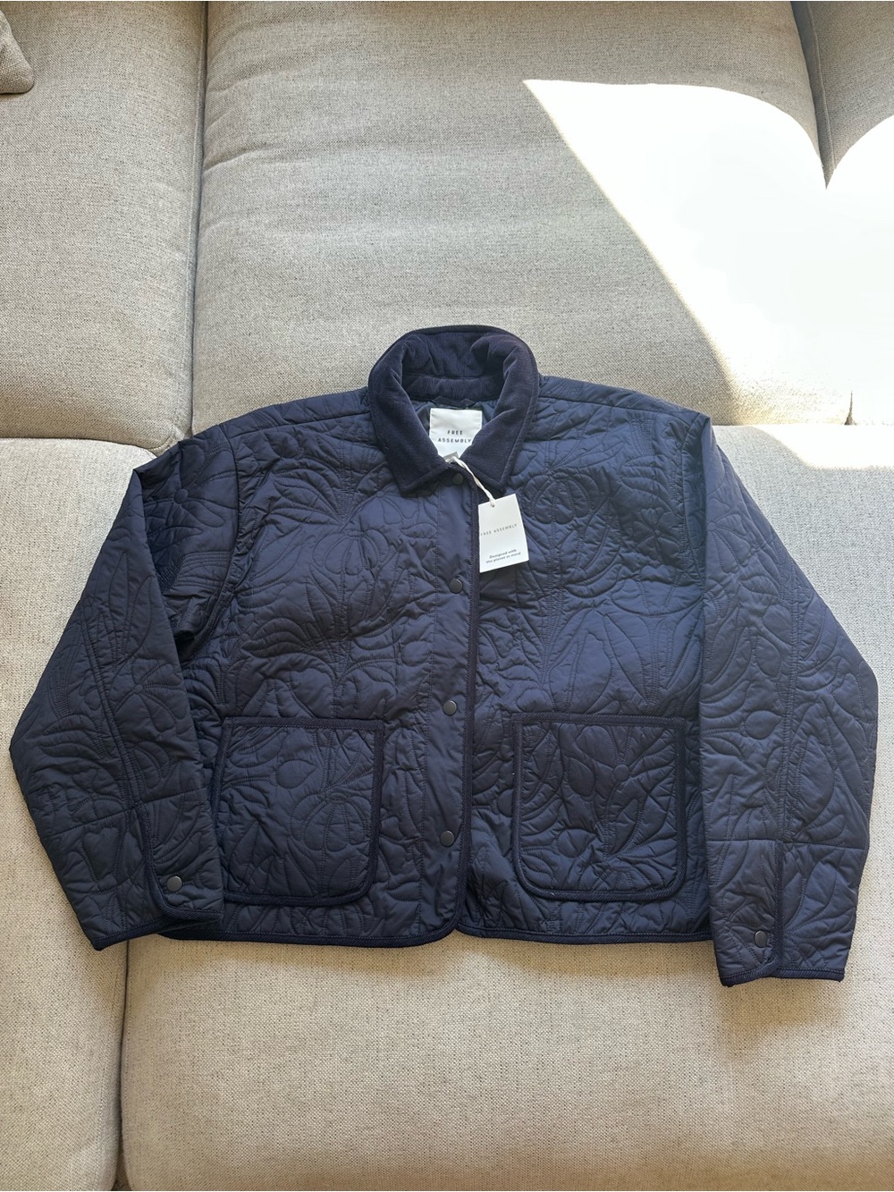 NEW Free Assembly Floral Quilted Navy Jacket Women’s XXL